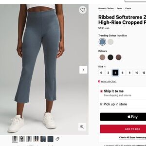 Ribbed Softstreme Zip-Leg High-Rise Cropped Pant 25"